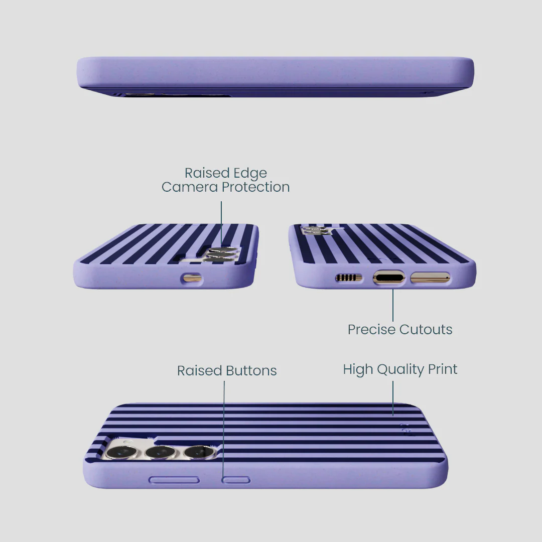 Lavender Small Navy Stripes Samsung Galaxy S24 Case - Image 2