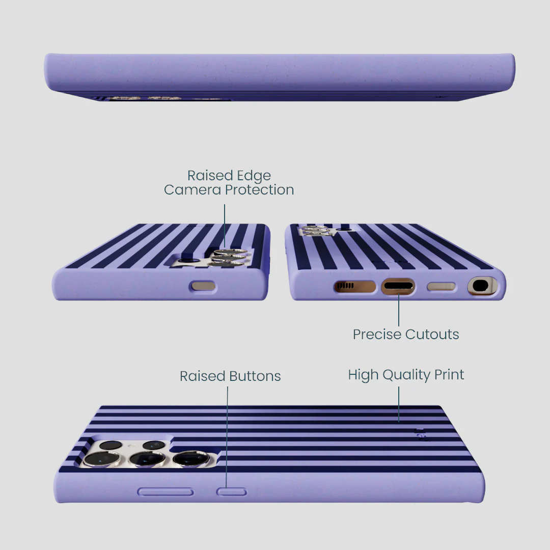 Lavender Small Navy Stripes Samsung Galaxy S24 Ultra Case - Image 2
