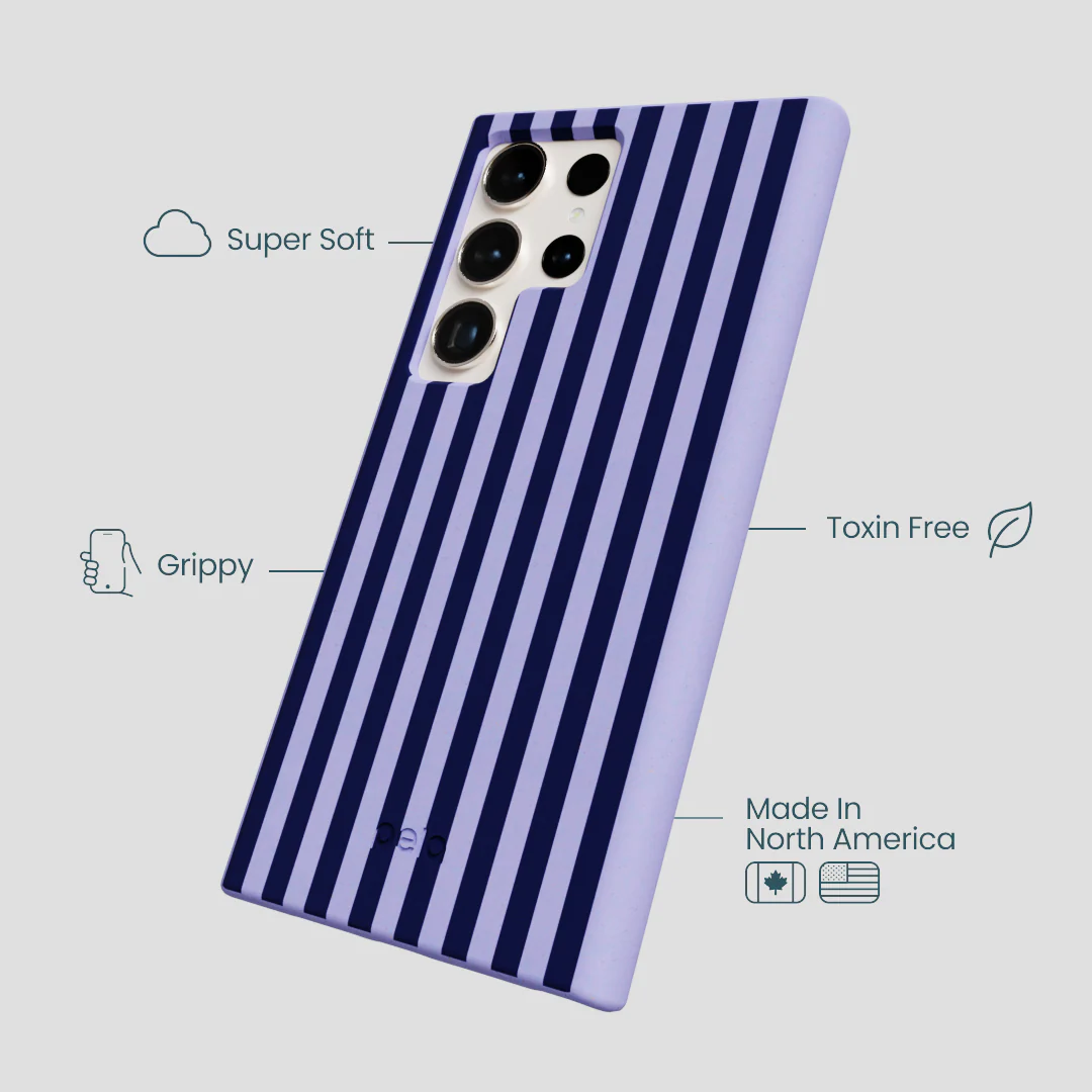 Lavender Small Navy Stripes Samsung Galaxy S24 Ultra Case - Image 3