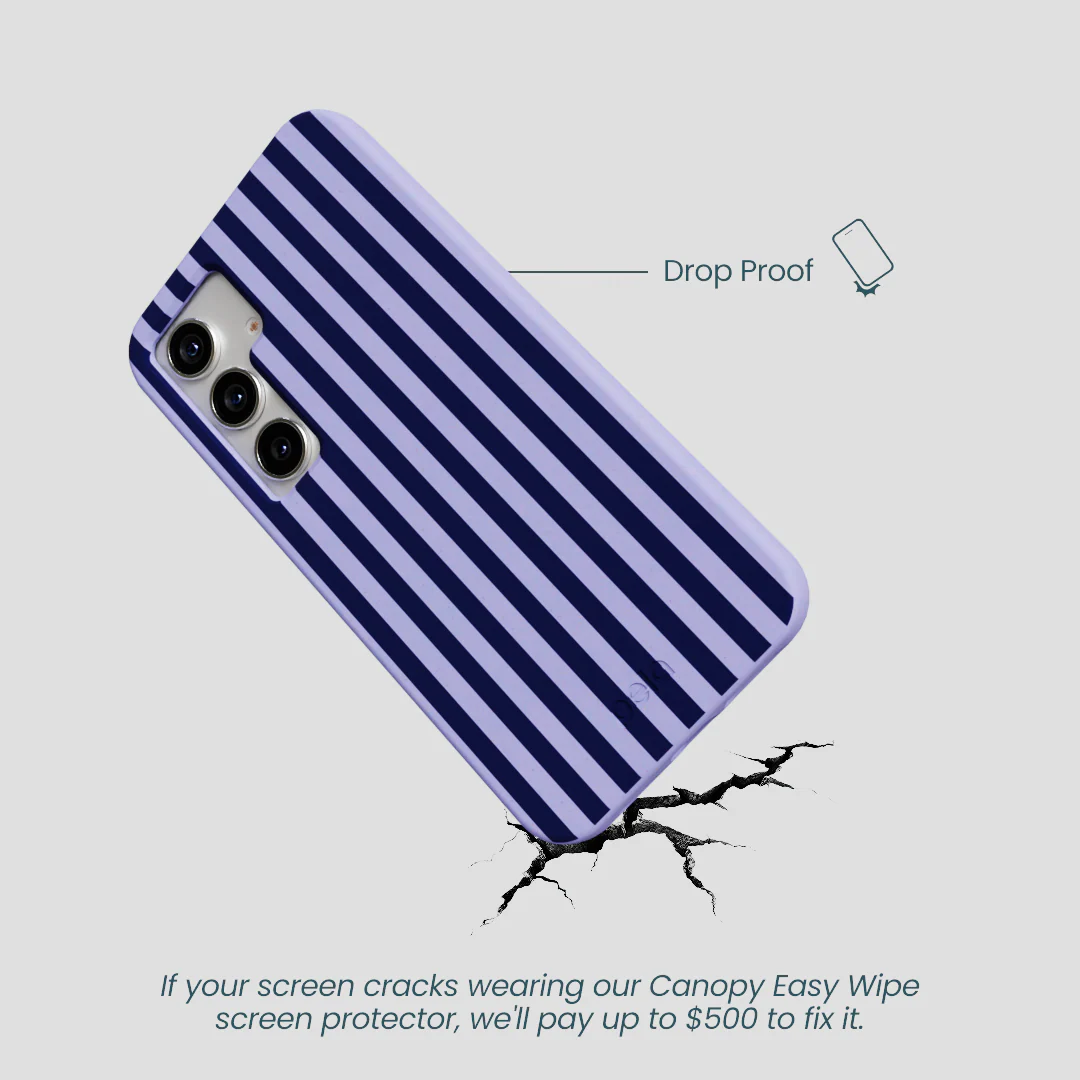 Lavender Small Navy Stripes Samsung Galaxy S25 Case - Image 4