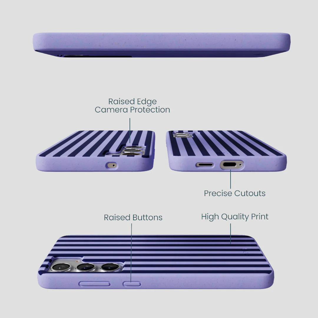 Lavender Small Navy Stripes Samsung Galaxy S25+(Plus) Case - Image 2