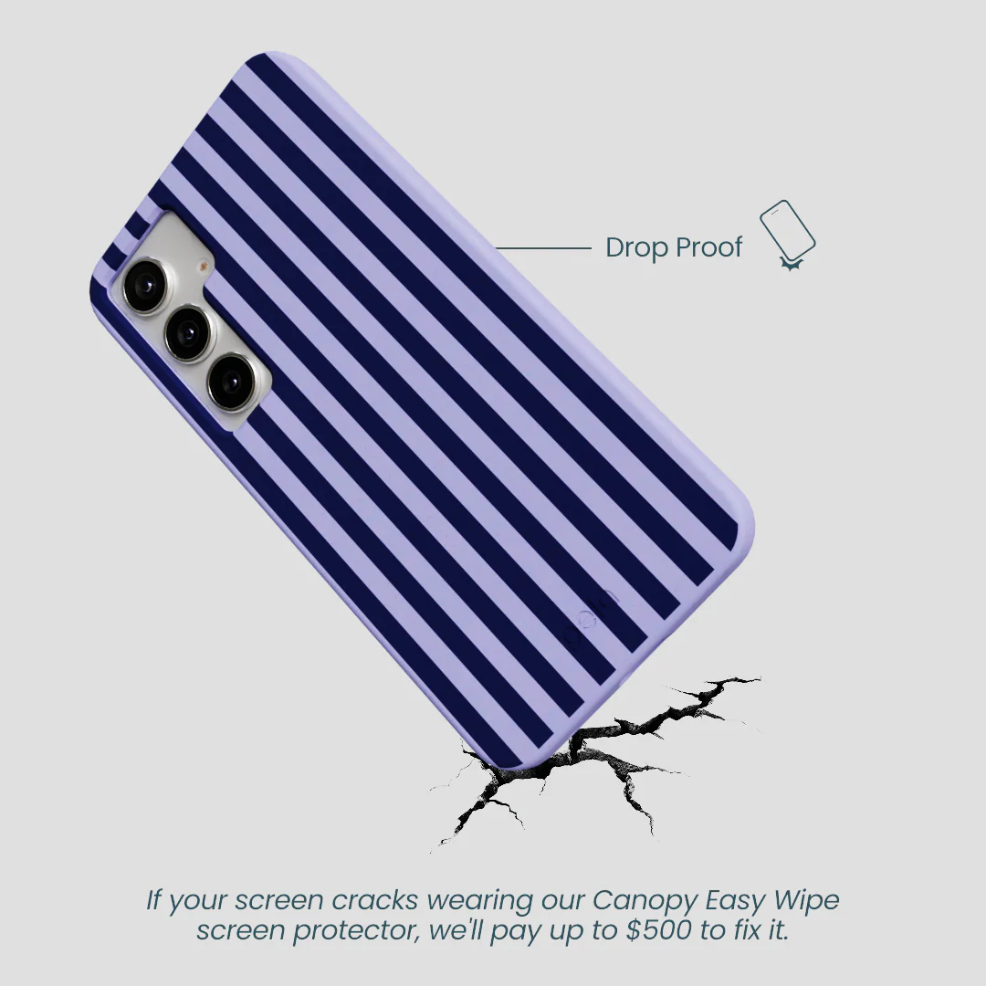Lavender Small Navy Stripes Samsung Galaxy S25+(Plus) Case - Image 4