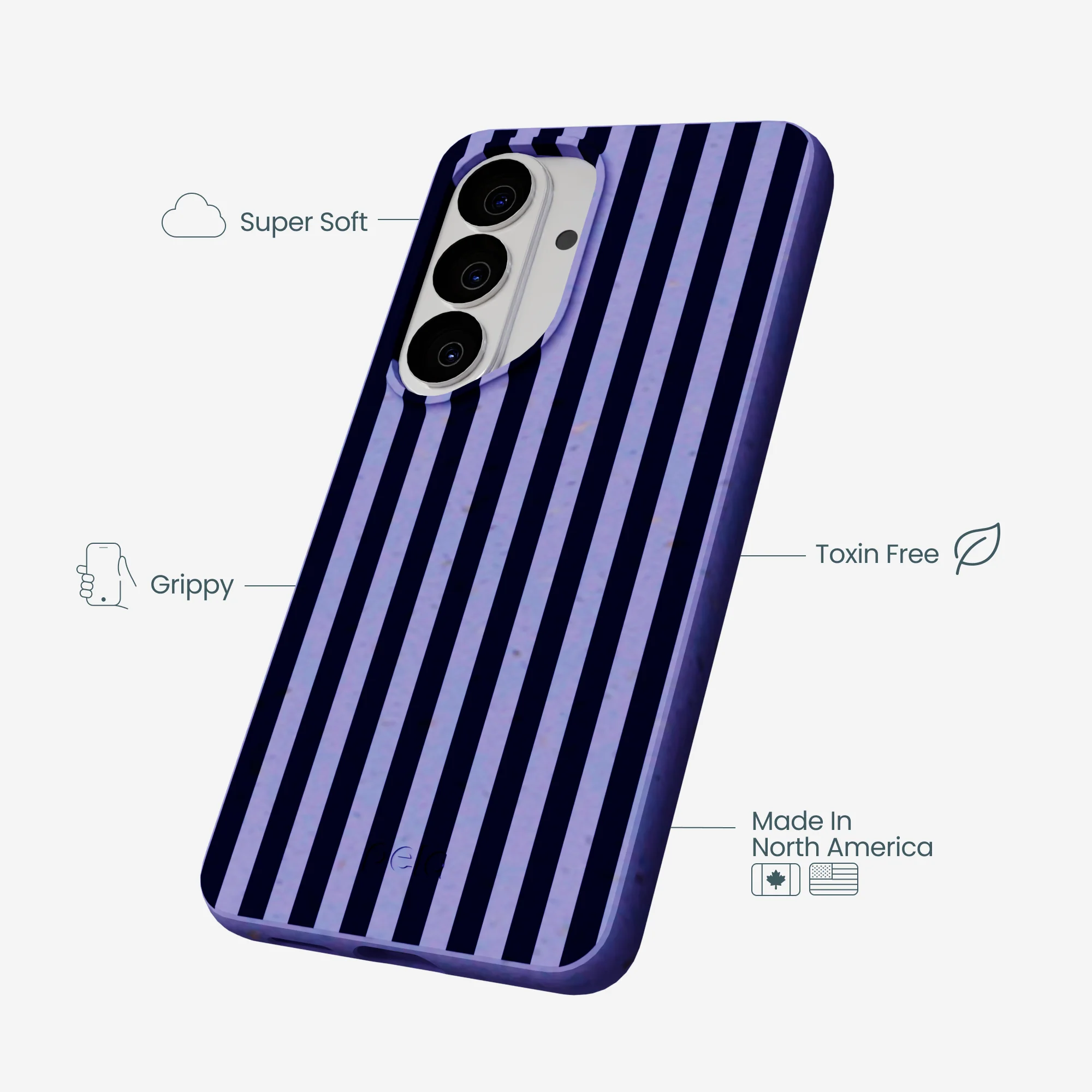 Lavender Small Navy Stripes Samsung Galaxy S26 Case - Image 3