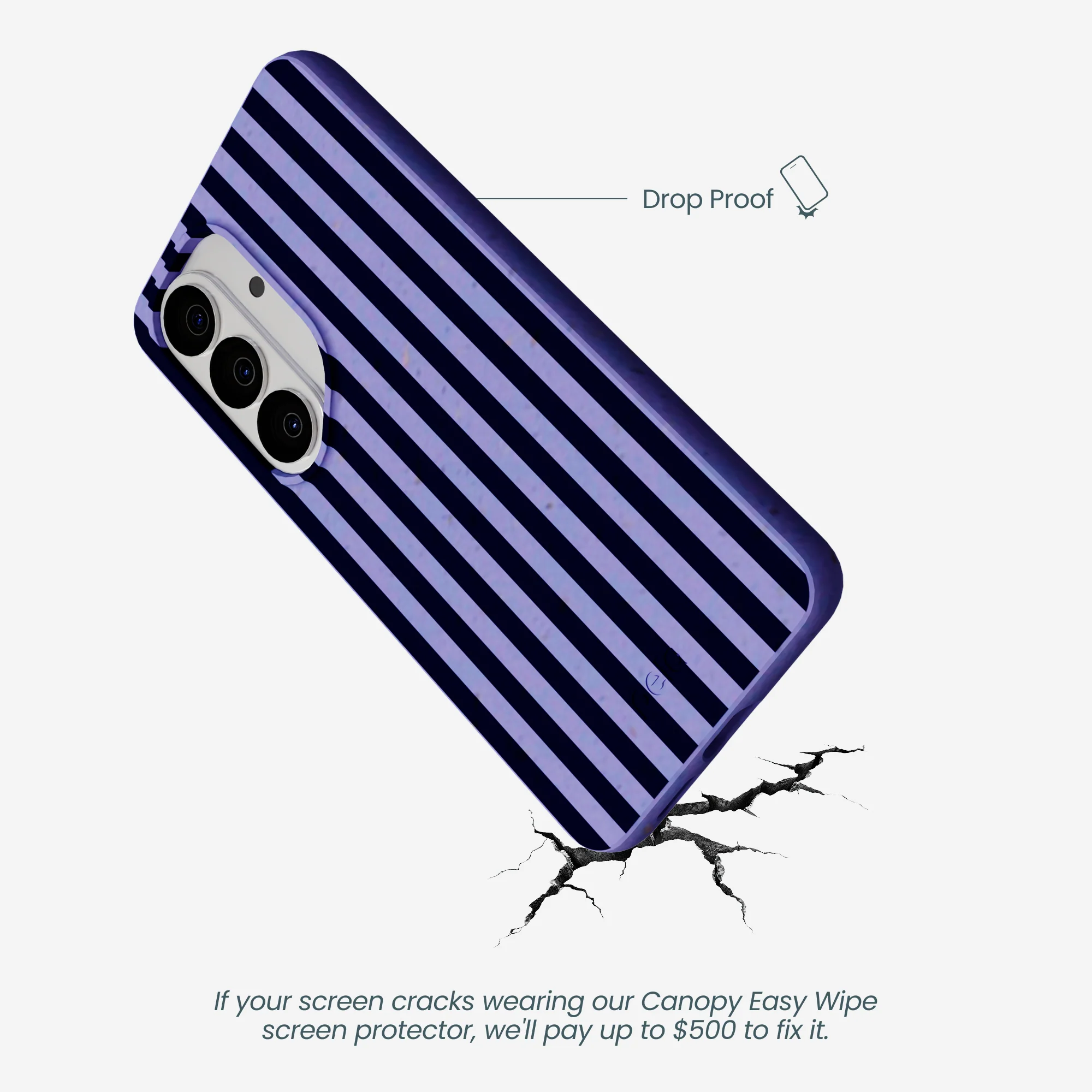 Lavender Small Navy Stripes Samsung Galaxy S26 Case - Image 4