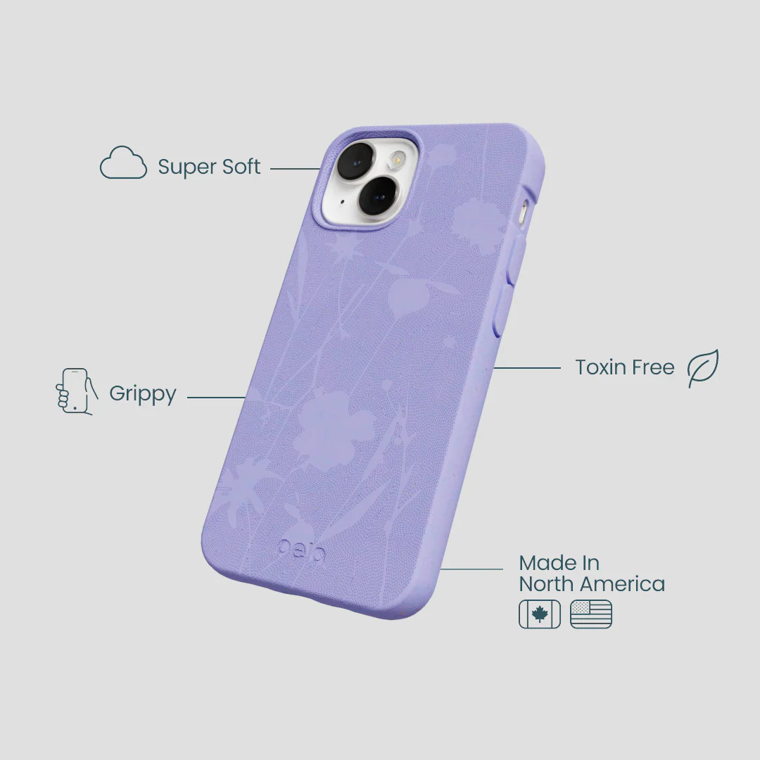 Lavender Wildflower Stitching iPhone 13 Mini Case - Image 4