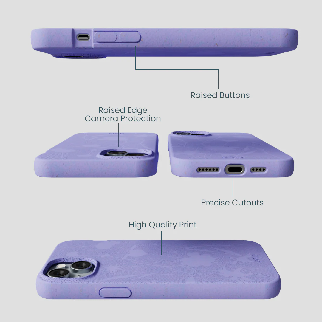Lavender Wildflower Stitching iPhone 14 Plus Case - Image 3