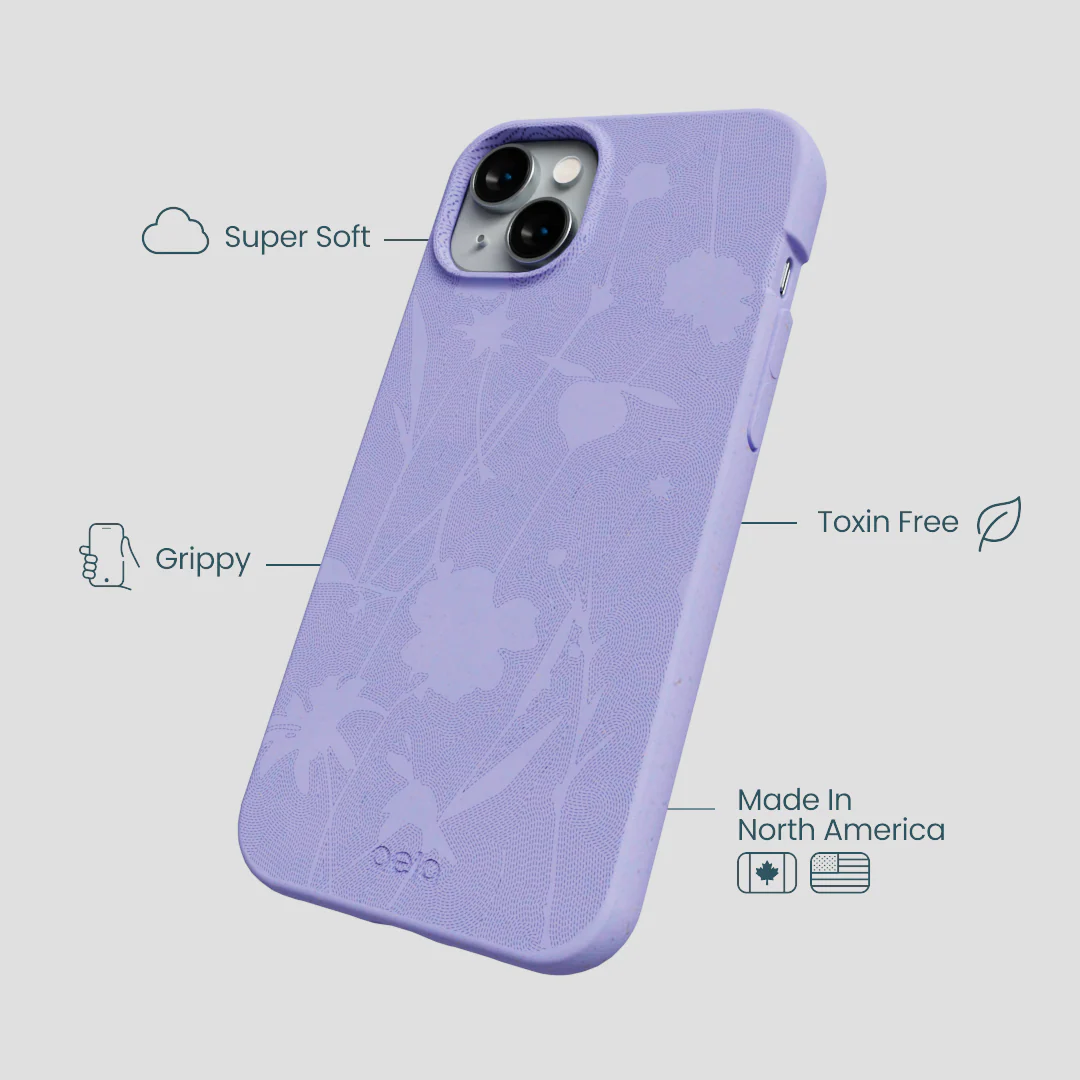 Lavender Wildflower Stitching iPhone 14 Plus Case - Image 4