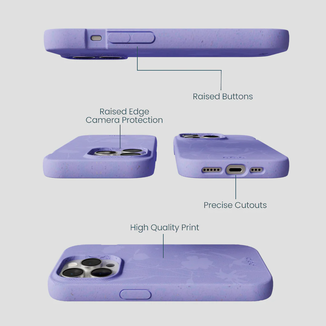 Lavender Wildflower Stitching iPhone 14 Pro Case - Image 3
