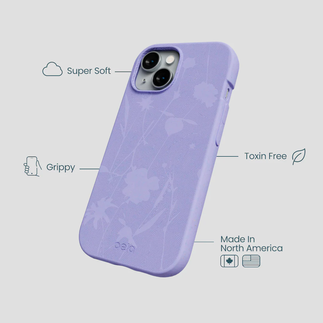 Lavender Wildflower Stitching iPhone 15 Case - Image 4
