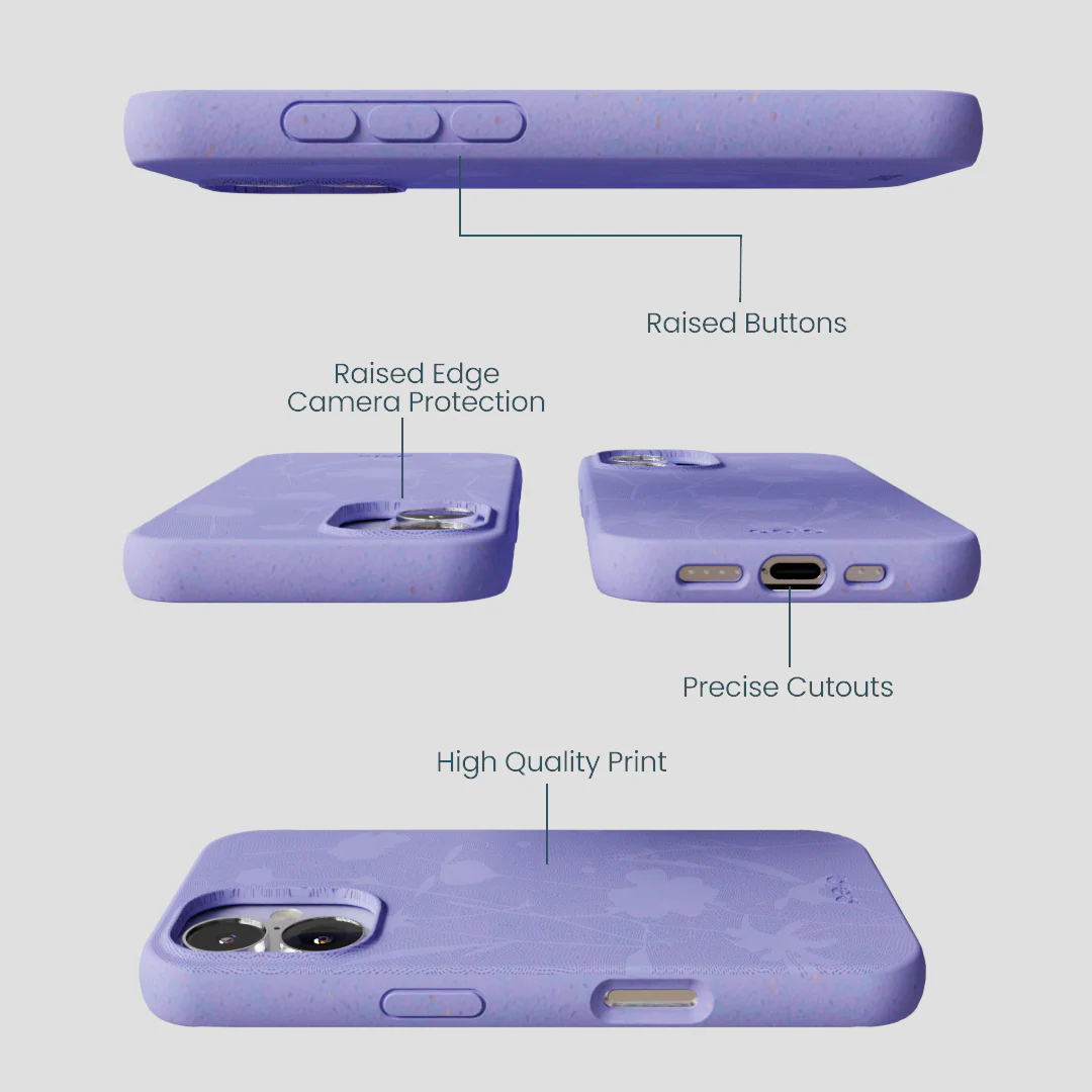 Lavender Wildflower Stitching iPhone 16 Case - Image 3