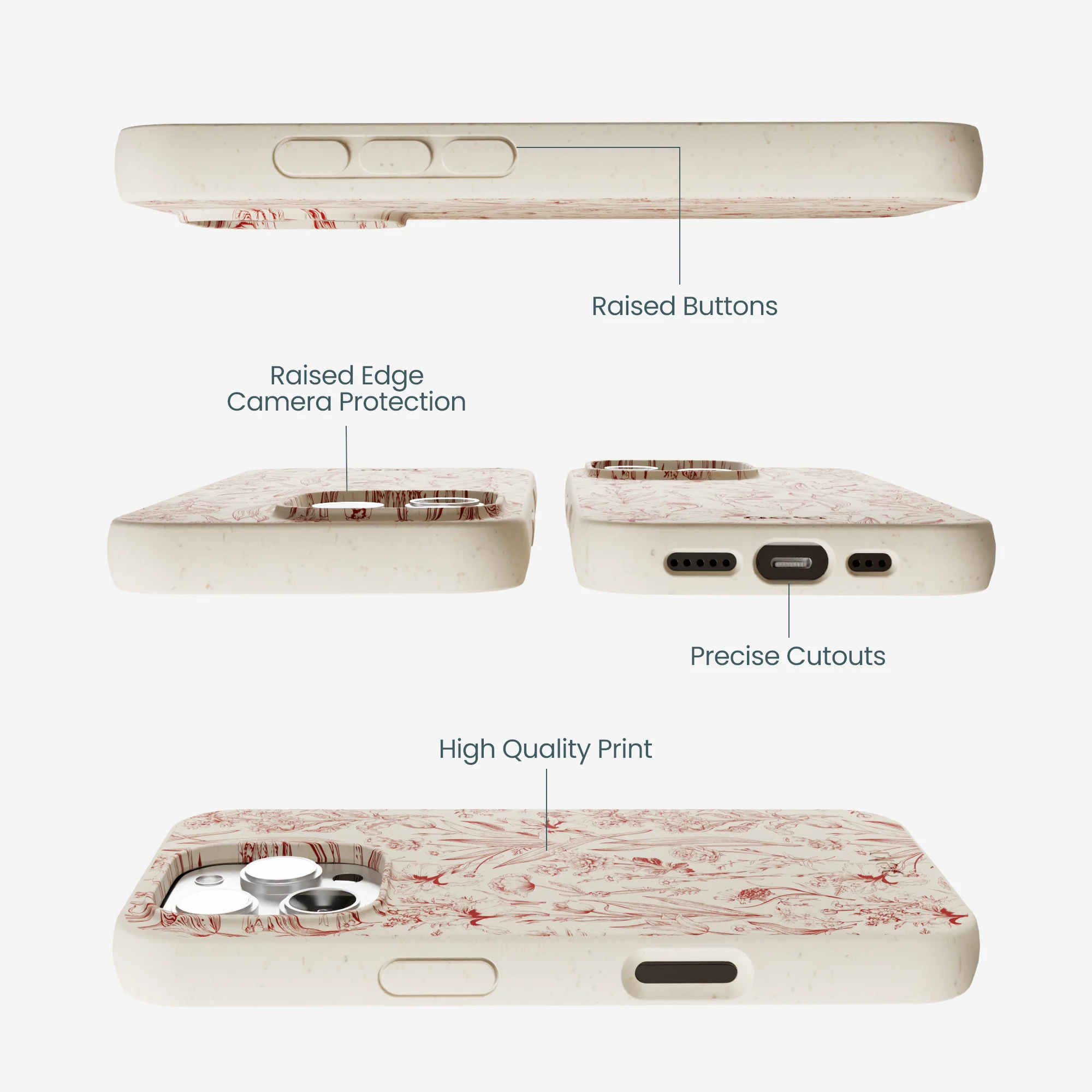 London Fog Crimson Bouquet iPhone 16 Pro Max Case - Image 3