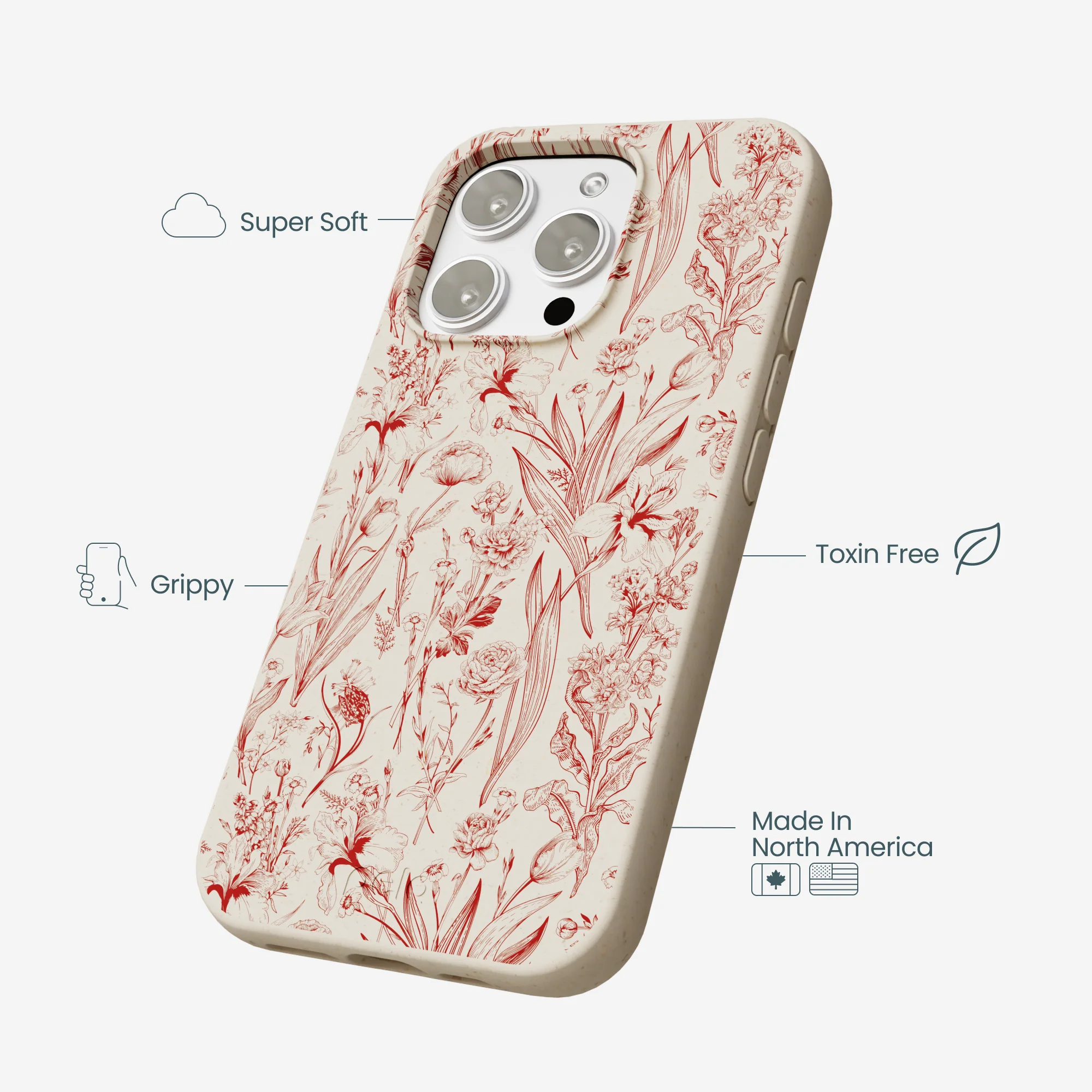 London Fog Crimson Bouquet iPhone 16 Pro Max Case - Image 4