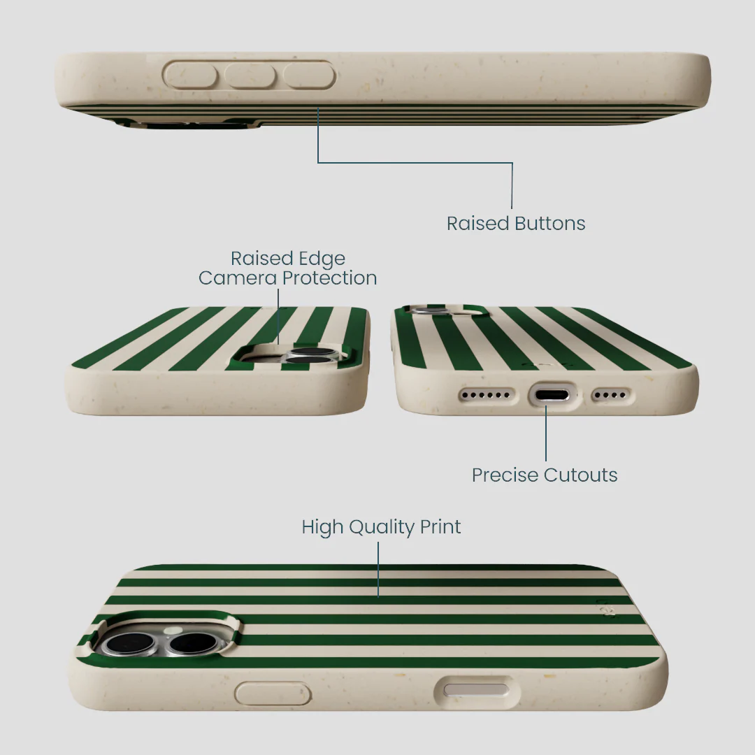London Fog Evergreen Stripes iPhone 16 Plus Case - Image 3