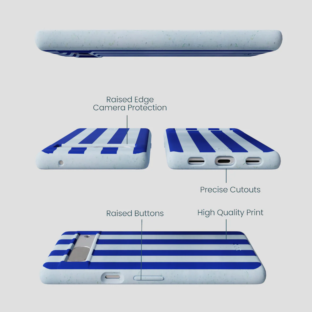 Powder Blue Big Cobalt Stripes Google Pixel 7 Case - Image 3