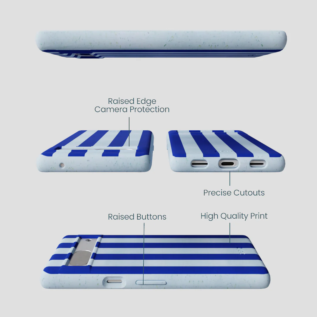 Powder Blue Big Cobalt Stripes Google Pixel 7a Case - Image 3