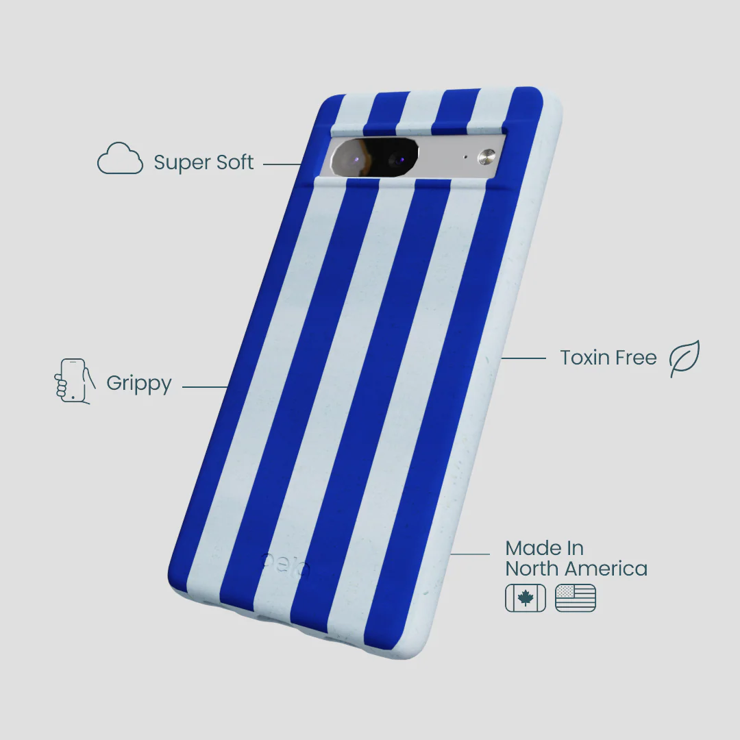 Powder Blue Big Cobalt Stripes Google Pixel 7a Case - Image 4