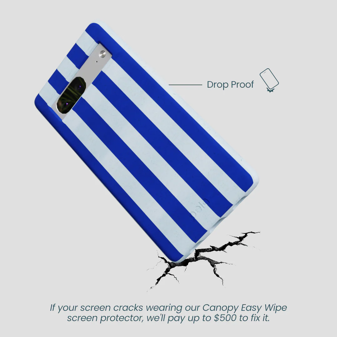 Powder Blue Big Cobalt Stripes Google Pixel 7a Case - Image 5