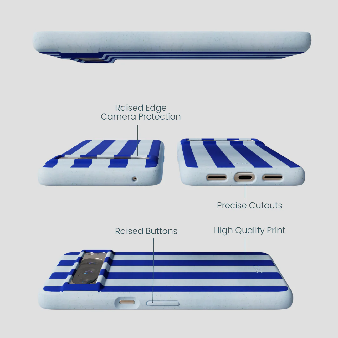 Powder Blue Big Cobalt Stripes Google Pixel 8 Pro Case - Image 3