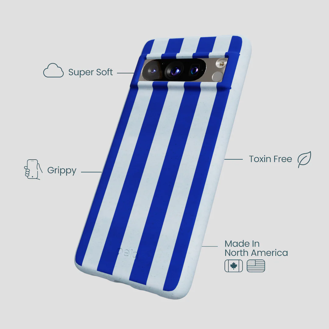 Powder Blue Big Cobalt Stripes Google Pixel 8 Pro Case - Image 4