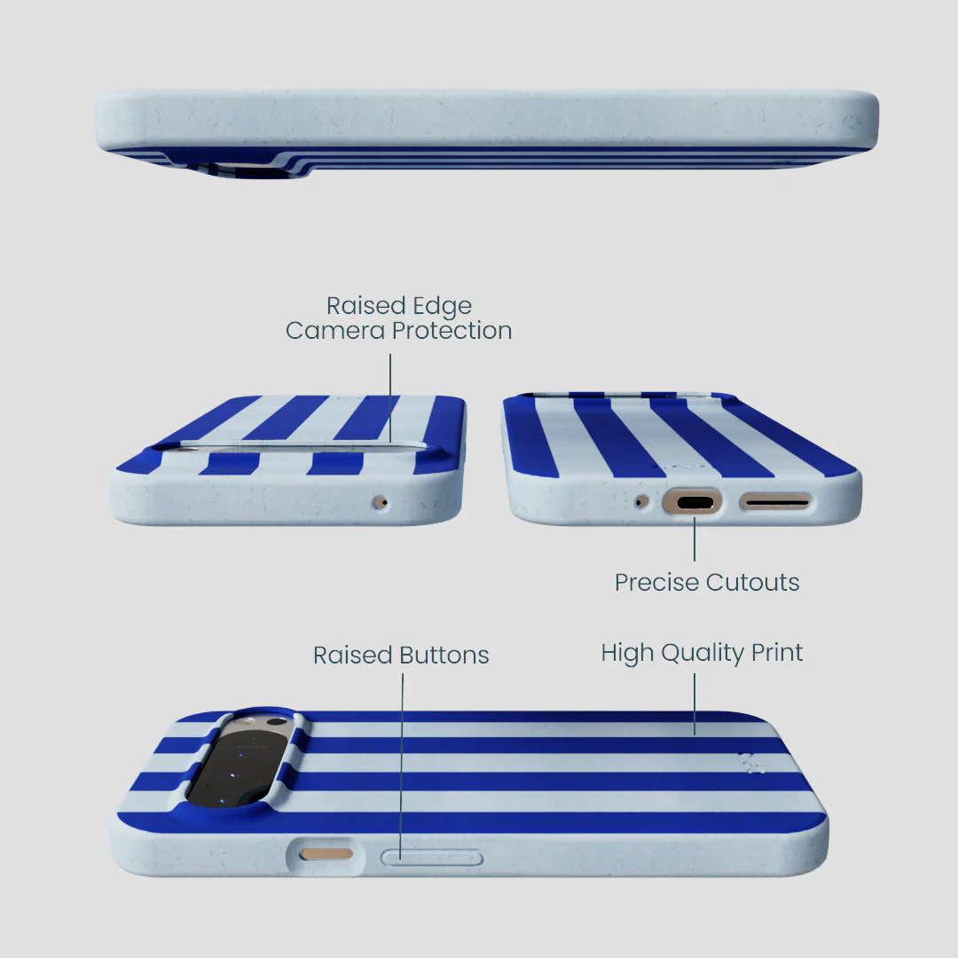 Powder Blue Big Cobalt Stripes Google Pixel 9 Pro XL Case - Image 3