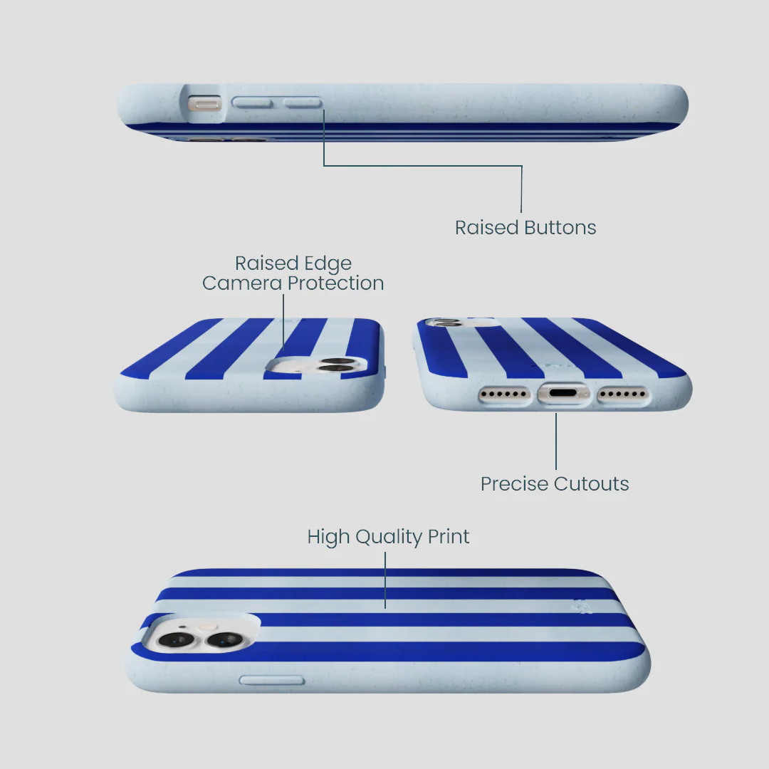 Powder Blue Big Cobalt Stripes iPhone 11 Case - Image 3
