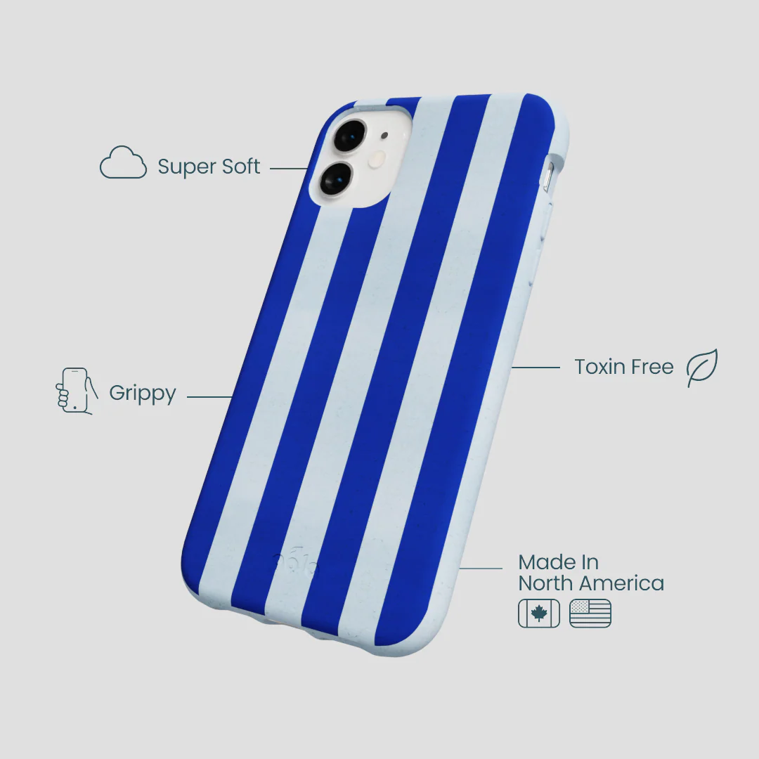 Powder Blue Big Cobalt Stripes iPhone 11 Case - Image 4