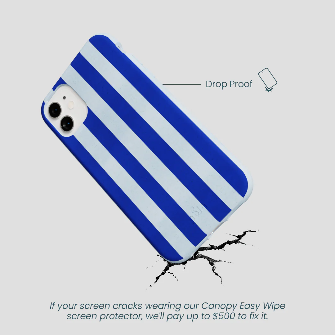 Powder Blue Big Cobalt Stripes iPhone 11 Case - Image 5