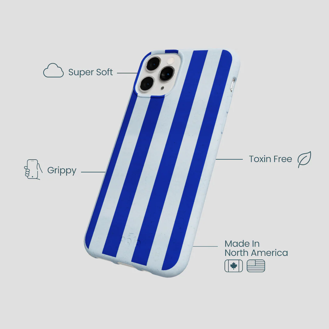 Powder Blue Big Cobalt Stripes iPhone 11 Pro Case - Image 4