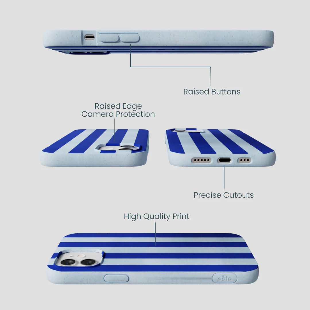 Powder Blue Big Cobalt Stripes iPhone 12/ iPhone 12 Pro Case - Image 3