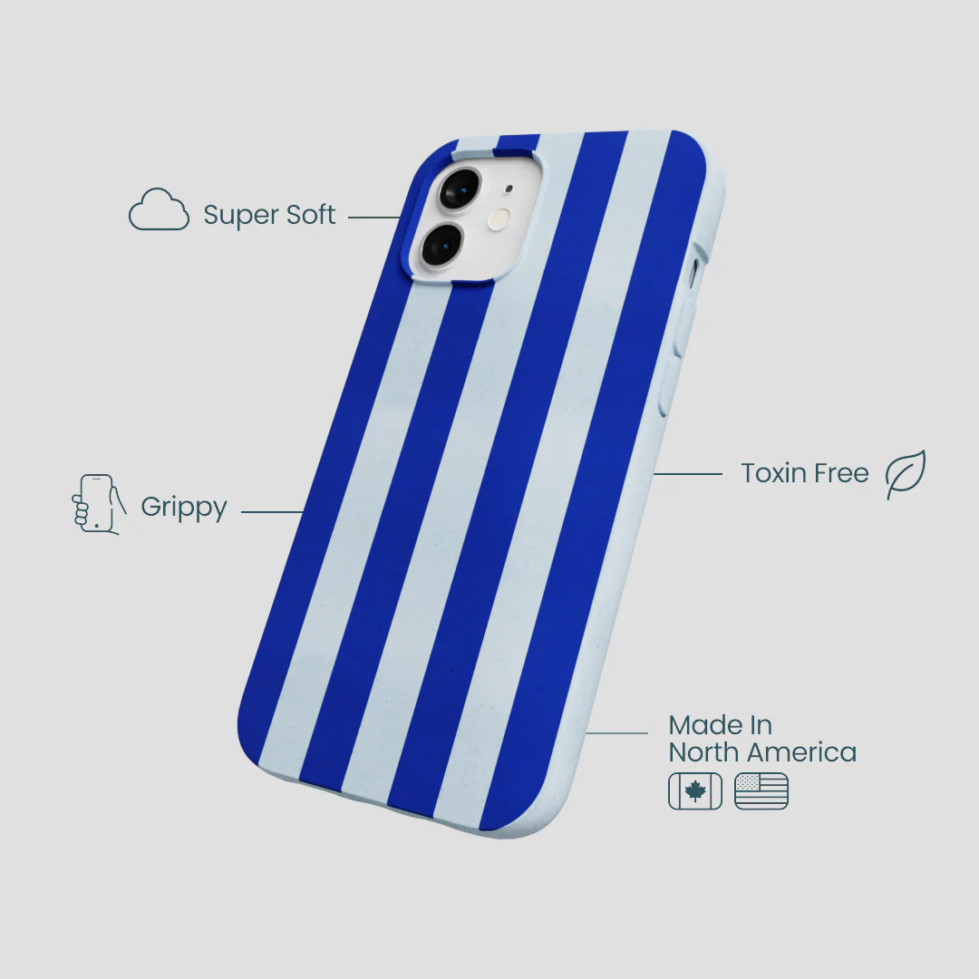 Powder Blue Big Cobalt Stripes iPhone 12/ iPhone 12 Pro Case - Image 4