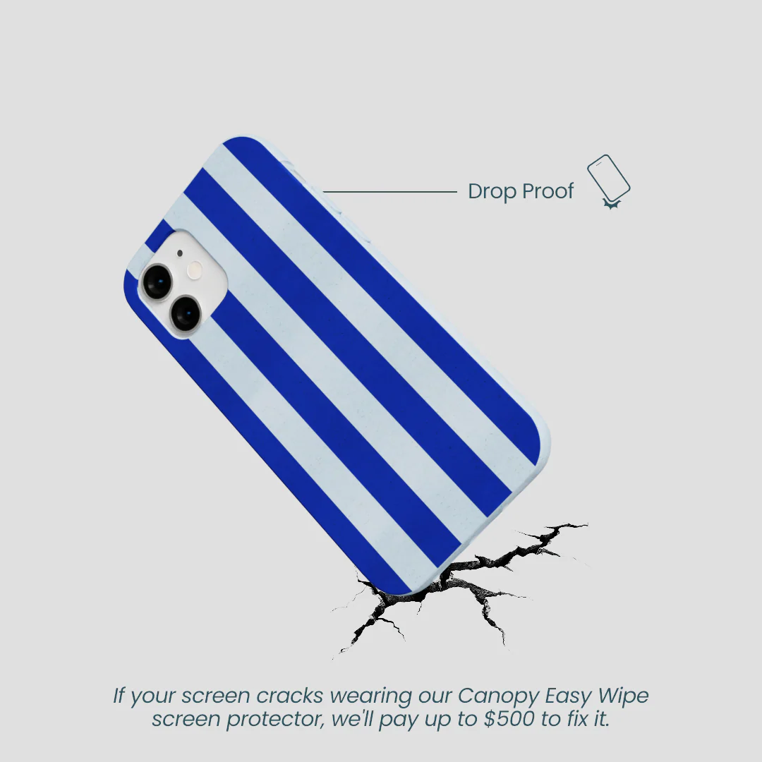 Powder Blue Big Cobalt Stripes iPhone 12 Mini Case - Image 5