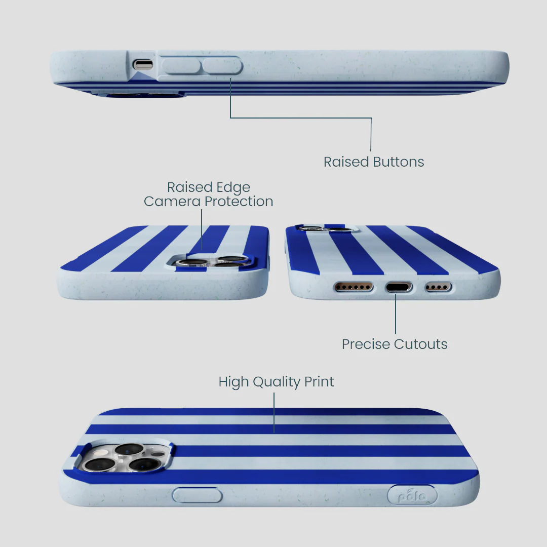 Powder Blue Big Cobalt Stripes iPhone 12 Pro Max Case - Image 3
