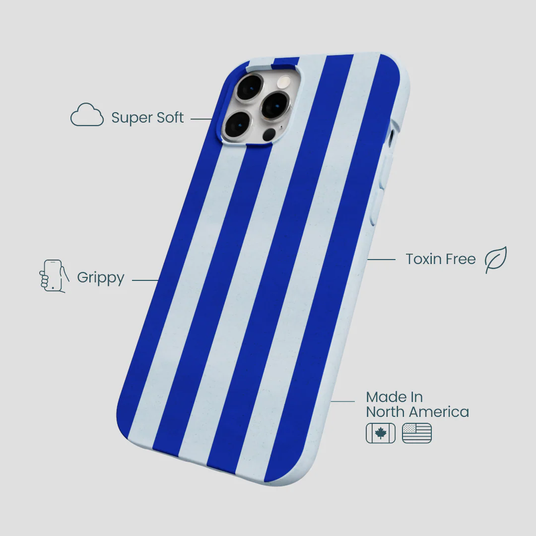 Powder Blue Big Cobalt Stripes iPhone 12 Pro Max Case - Image 4