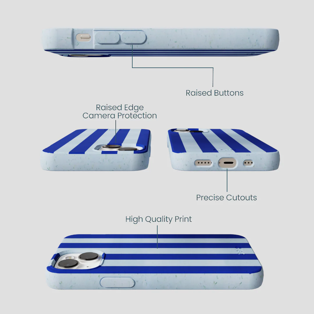 Powder Blue Big Cobalt Stripes iPhone 13 Case - Image 3