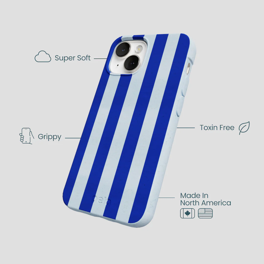 Powder Blue Big Cobalt Stripes iPhone 13 Case - Image 4