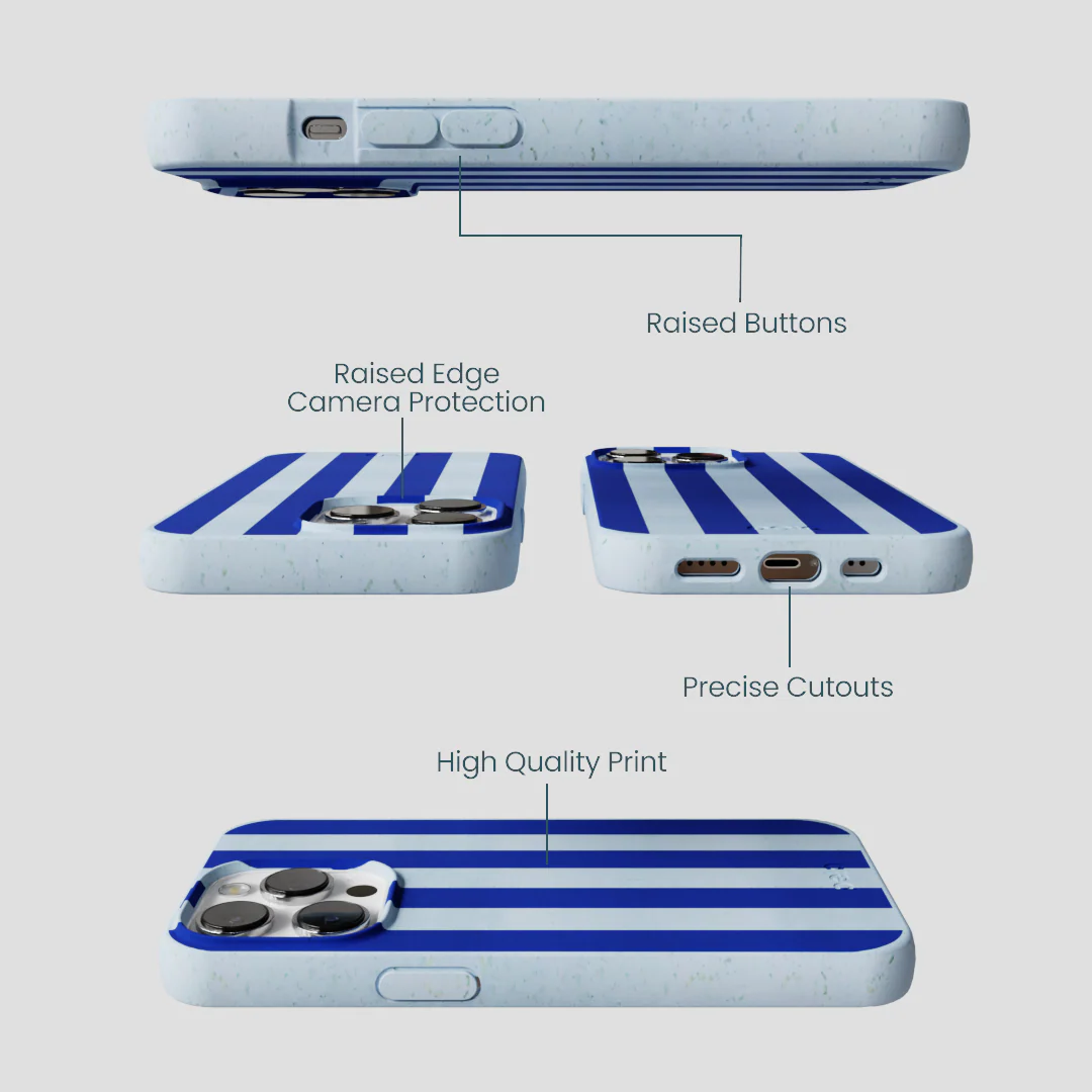 Powder Blue Big Cobalt Stripes iPhone 13 Pro Case - Image 3