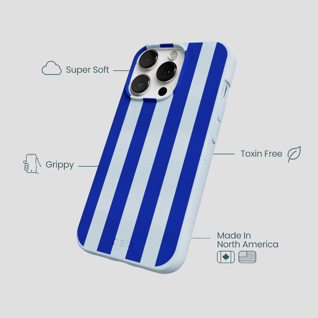 Powder Blue Big Cobalt Stripes iPhone 13 Pro Case - Image 4