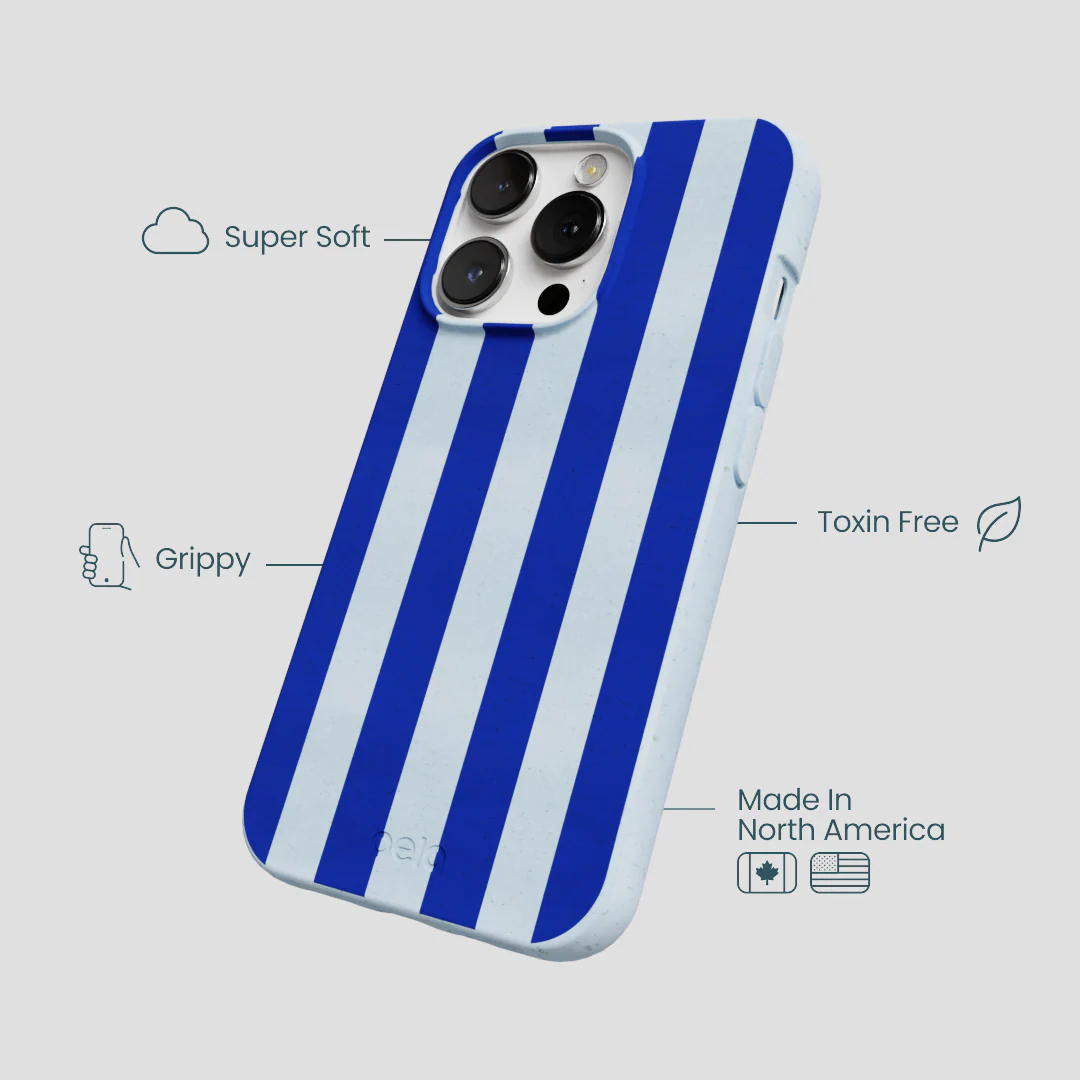 Powder Blue Big Cobalt Stripes iPhone 13 Pro Max Case - Image 4