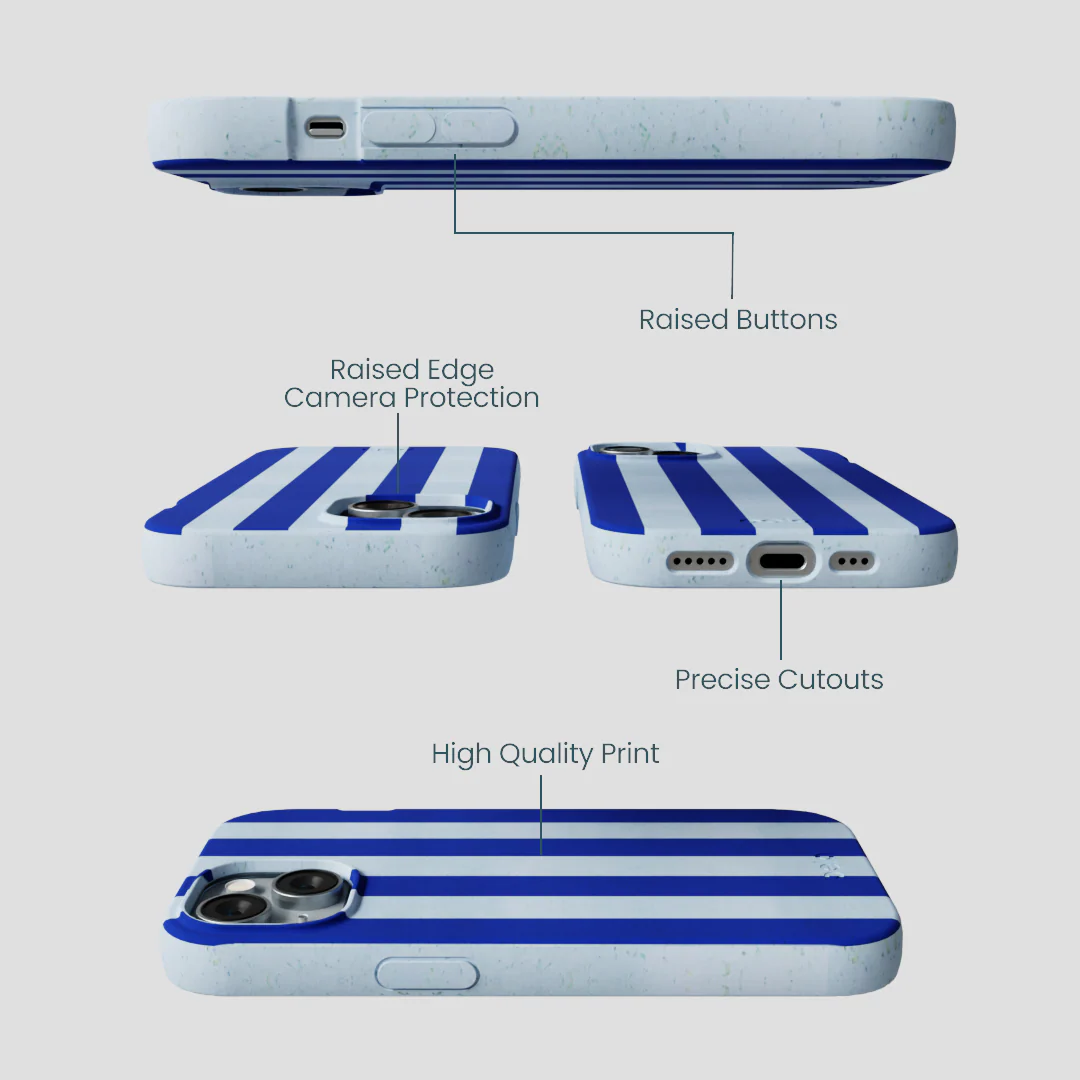 Powder Blue Big Cobalt Stripes iPhone 14 Case - Image 3
