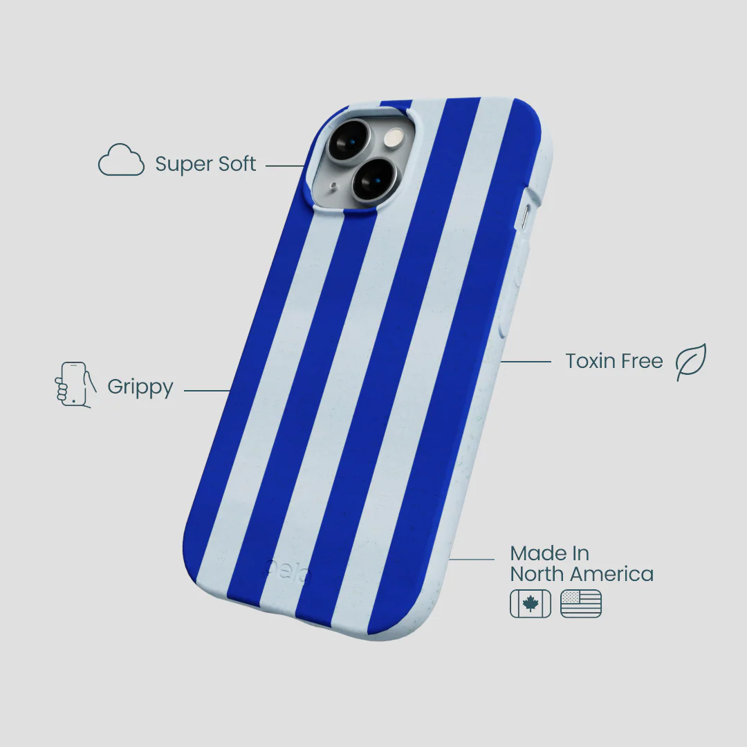 Powder Blue Big Cobalt Stripes iPhone 14 Case - Image 4