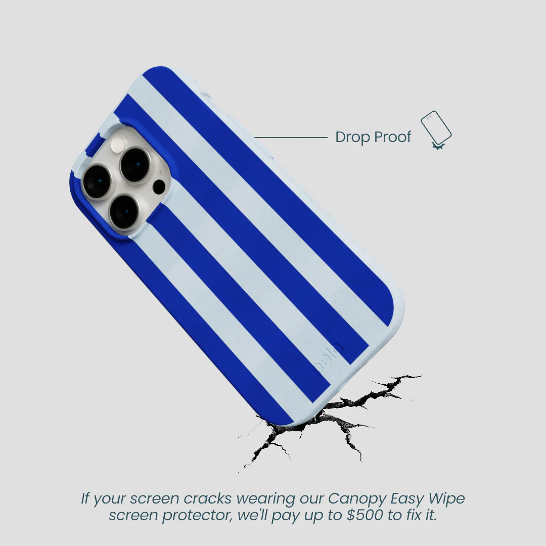 Powder Blue Big Cobalt Stripes iPhone 14 Pro Case - Image 5
