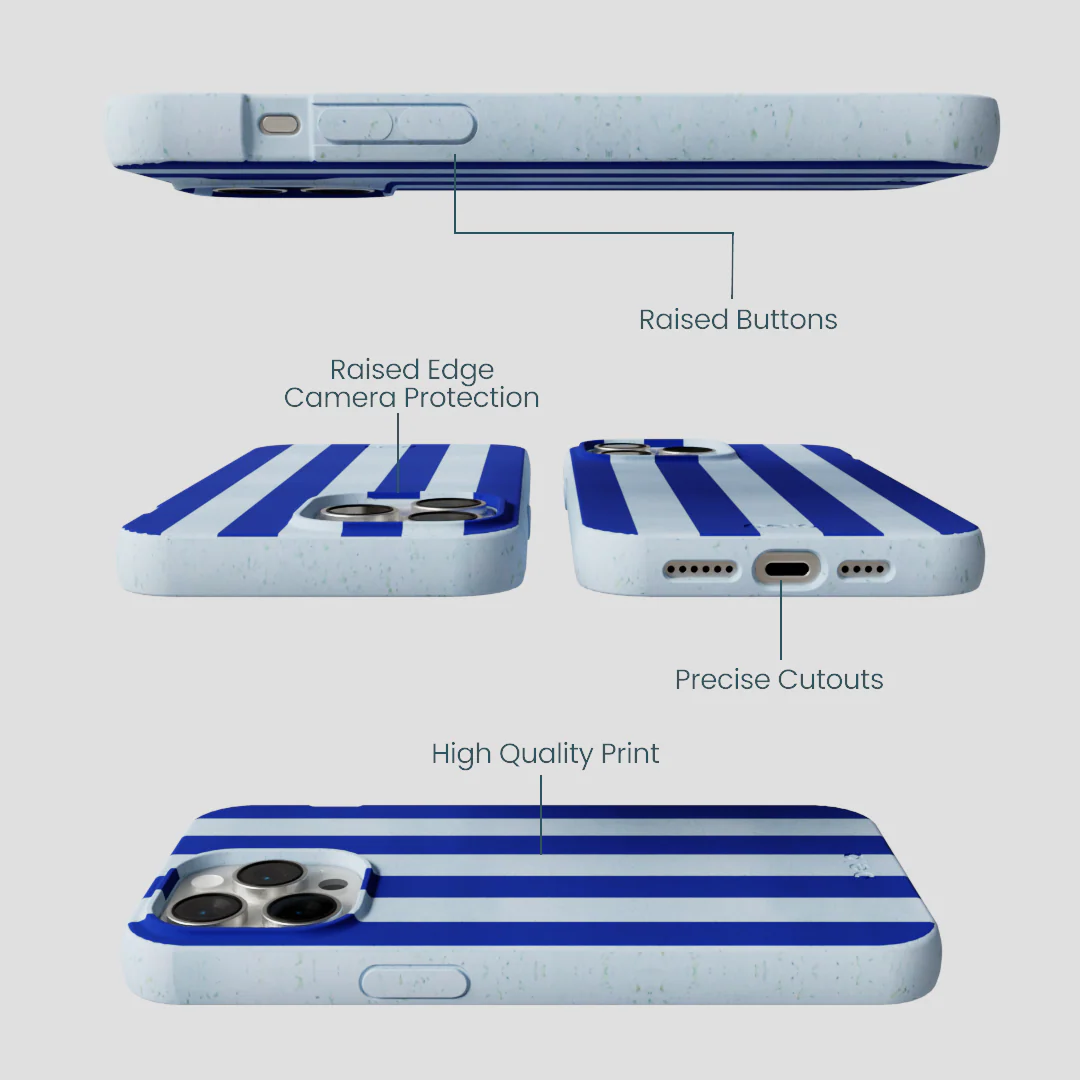 Powder Blue Big Cobalt Stripes iPhone 14 Pro Max Case - Image 3