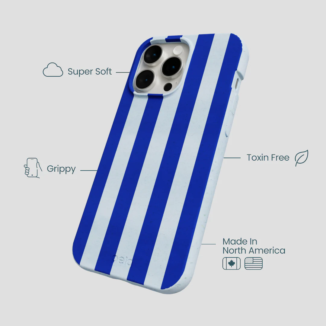 Powder Blue Big Cobalt Stripes iPhone 14 Pro Max Case - Image 4