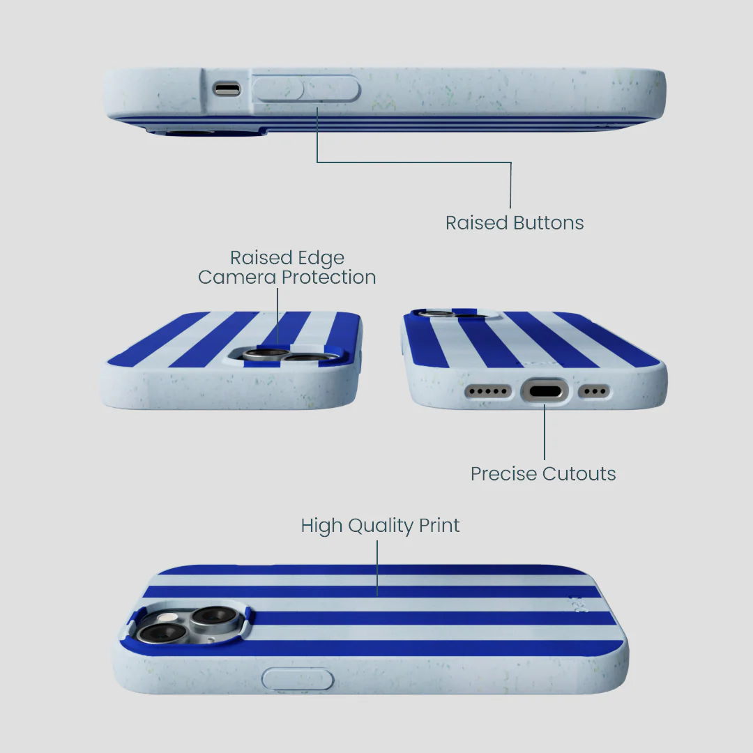 Powder Blue Big Cobalt Stripes iPhone 15 Case - Image 3