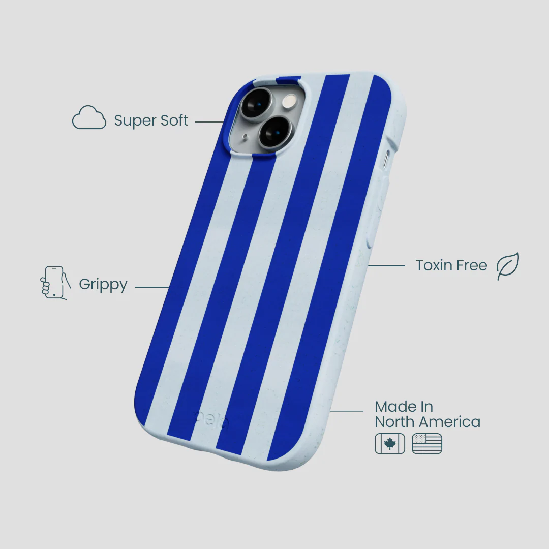 Powder Blue Big Cobalt Stripes iPhone 15 Case - Image 4