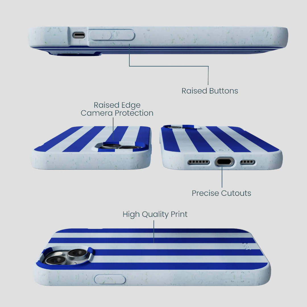 Powder Blue Big Cobalt Stripes iPhone 15 Plus Case - Image 3