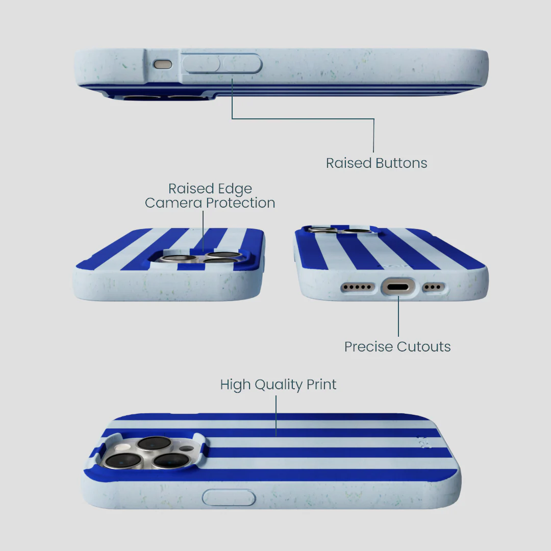 Powder Blue Big Cobalt Stripes iPhone 15 Pro Case - Image 3