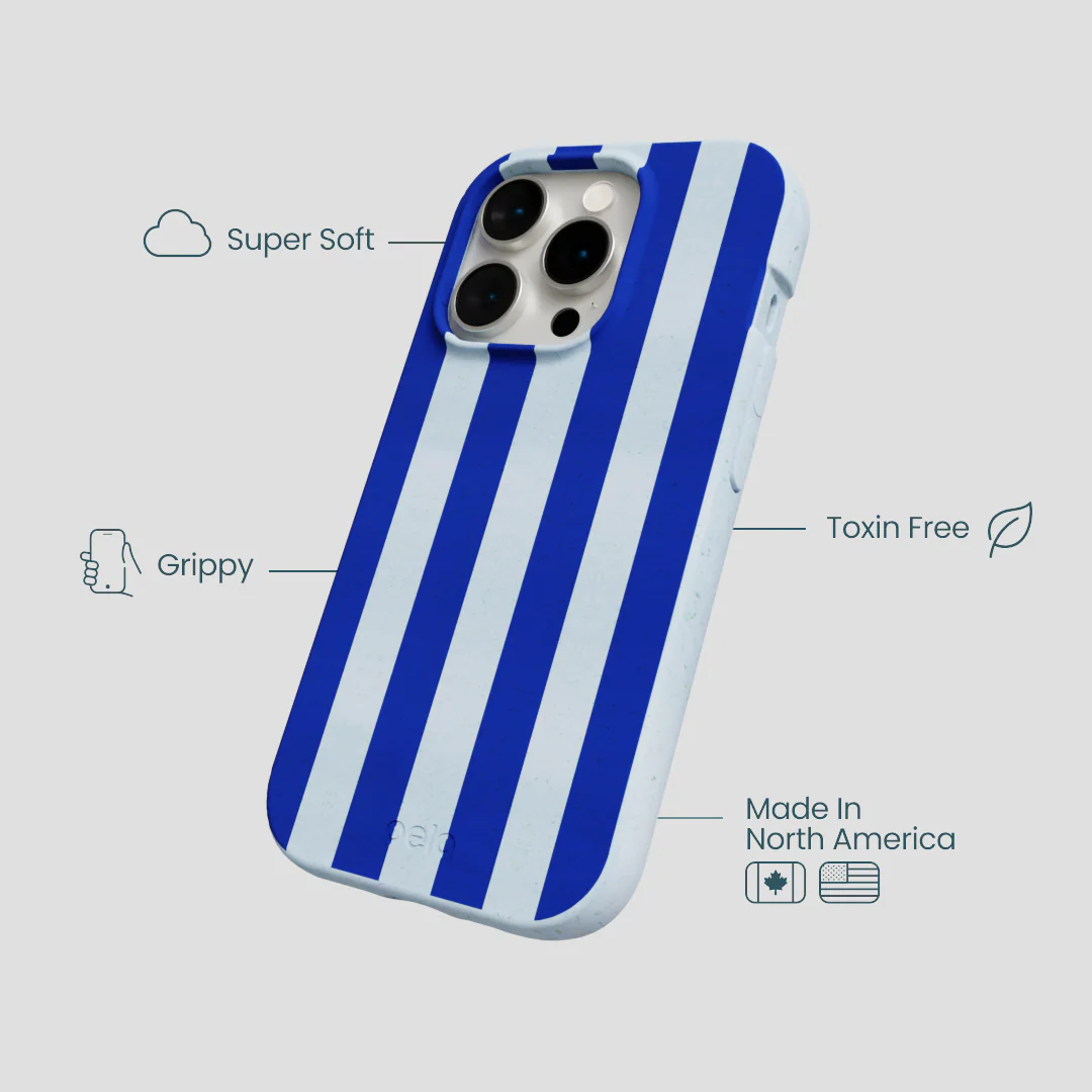 Powder Blue Big Cobalt Stripes iPhone 15 Pro Case - Image 4