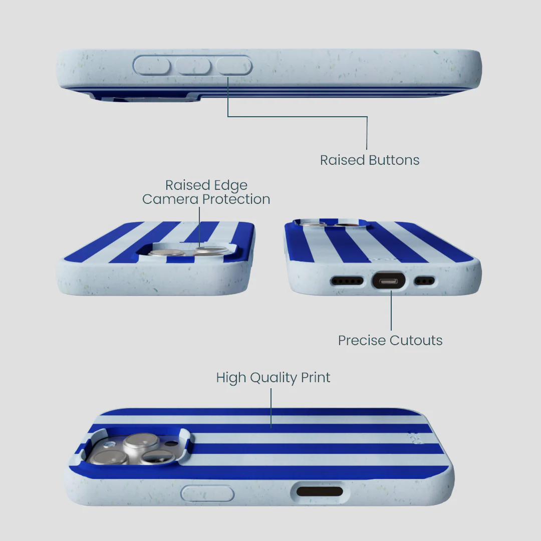 Powder Blue Big Cobalt Stripes iPhone 16 Pro Case - Image 3
