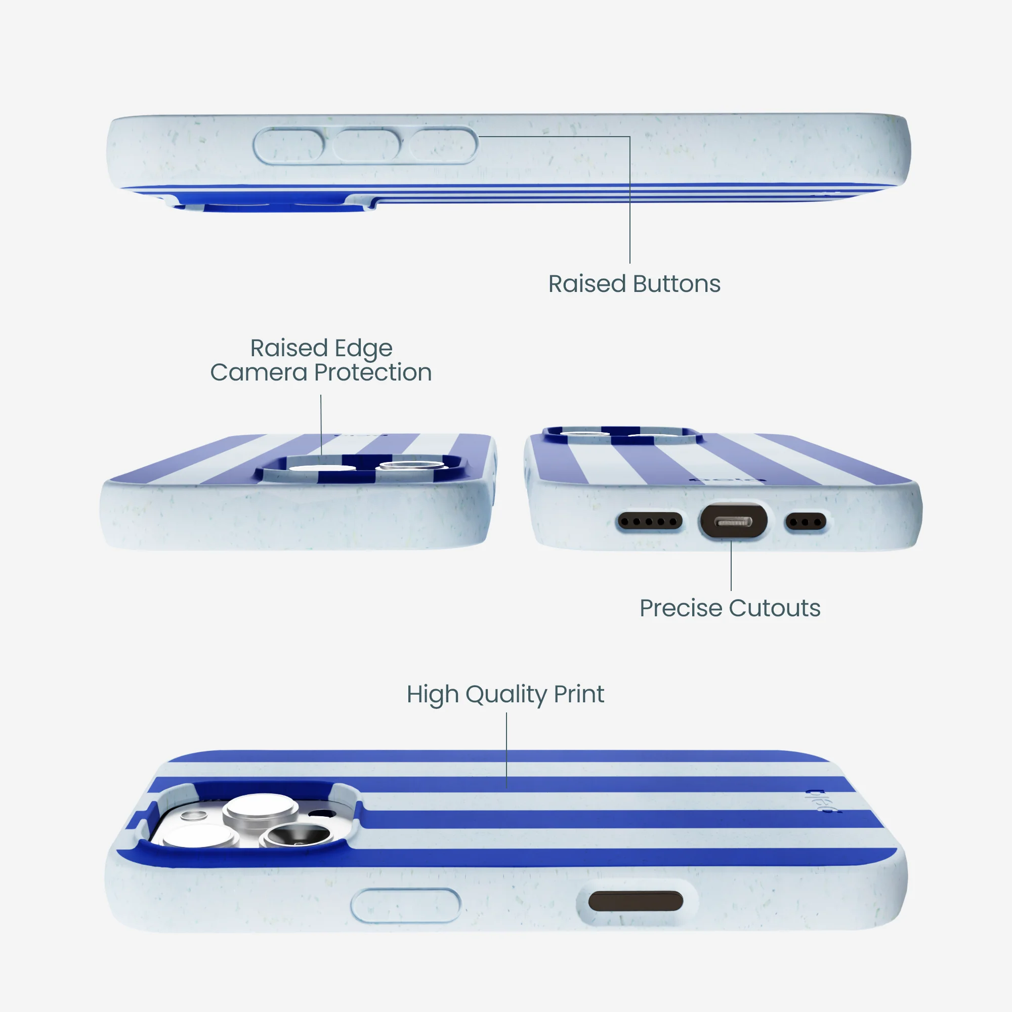 Powder Blue Big Cobalt Stripes iPhone 16 Pro Max Case - Image 3